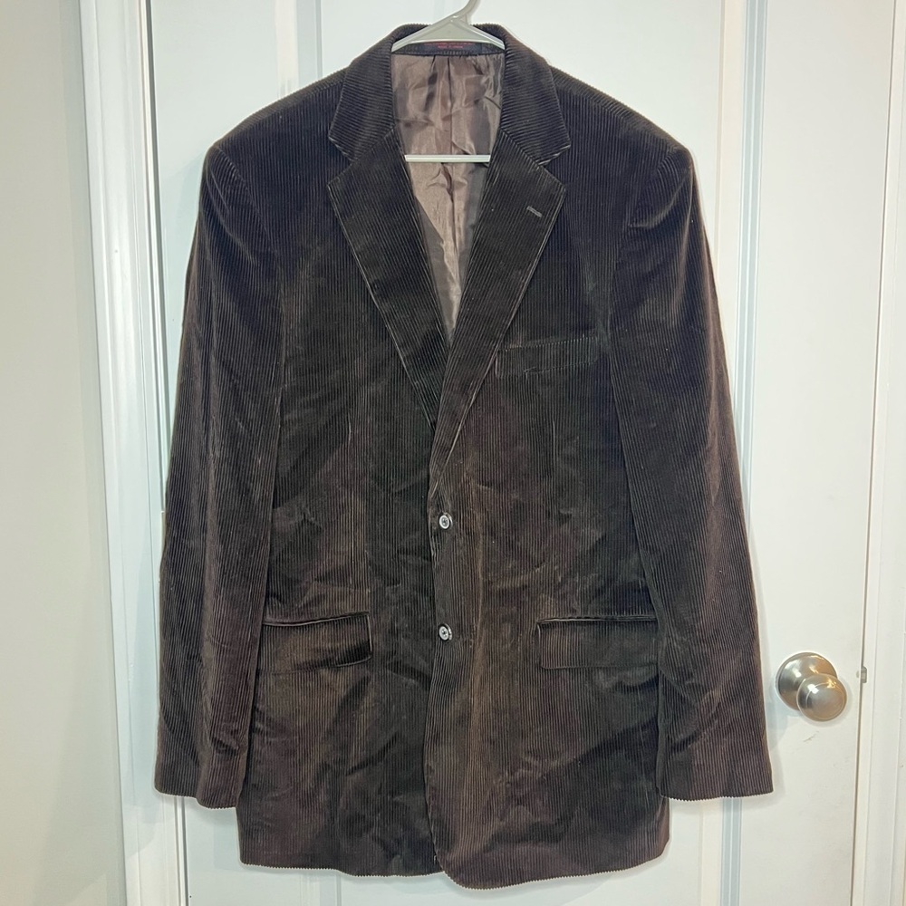 Mid-Town Business casual Men's Classic Brown Corduroy Blazer preppy